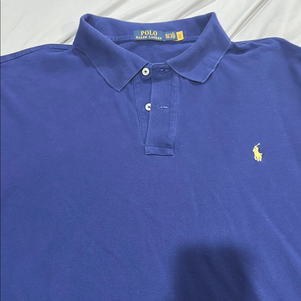 Polo by Ralph Lauren Men's 3XLT 100% Cotton Mesh Shirt Blue Washed& Worn Once